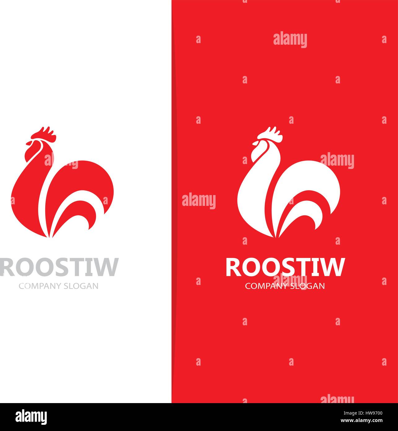 Vector of red fire rooster and cock logo combination. Unique bird and ...