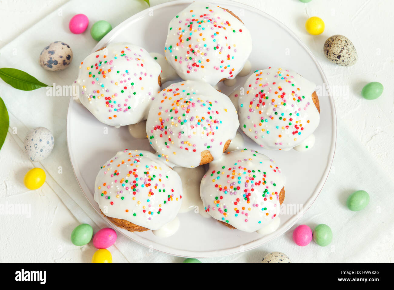 Easter pastry. Fresh Homemade Carrot Mini Cakes with White Creamy Sugar