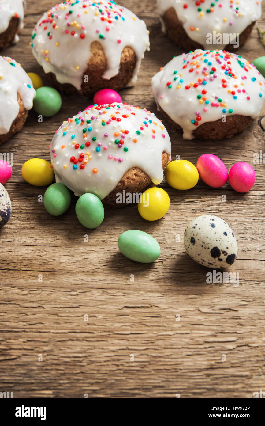 Easter pastry. Fresh Homemade Carrot Mini Cakes with White Creamy Sugar