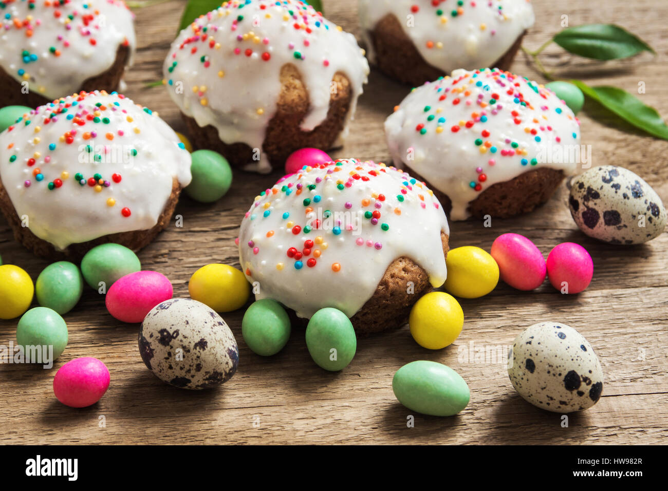 Easter pastry. Fresh Homemade Carrot Mini Cakes with White Creamy Sugar