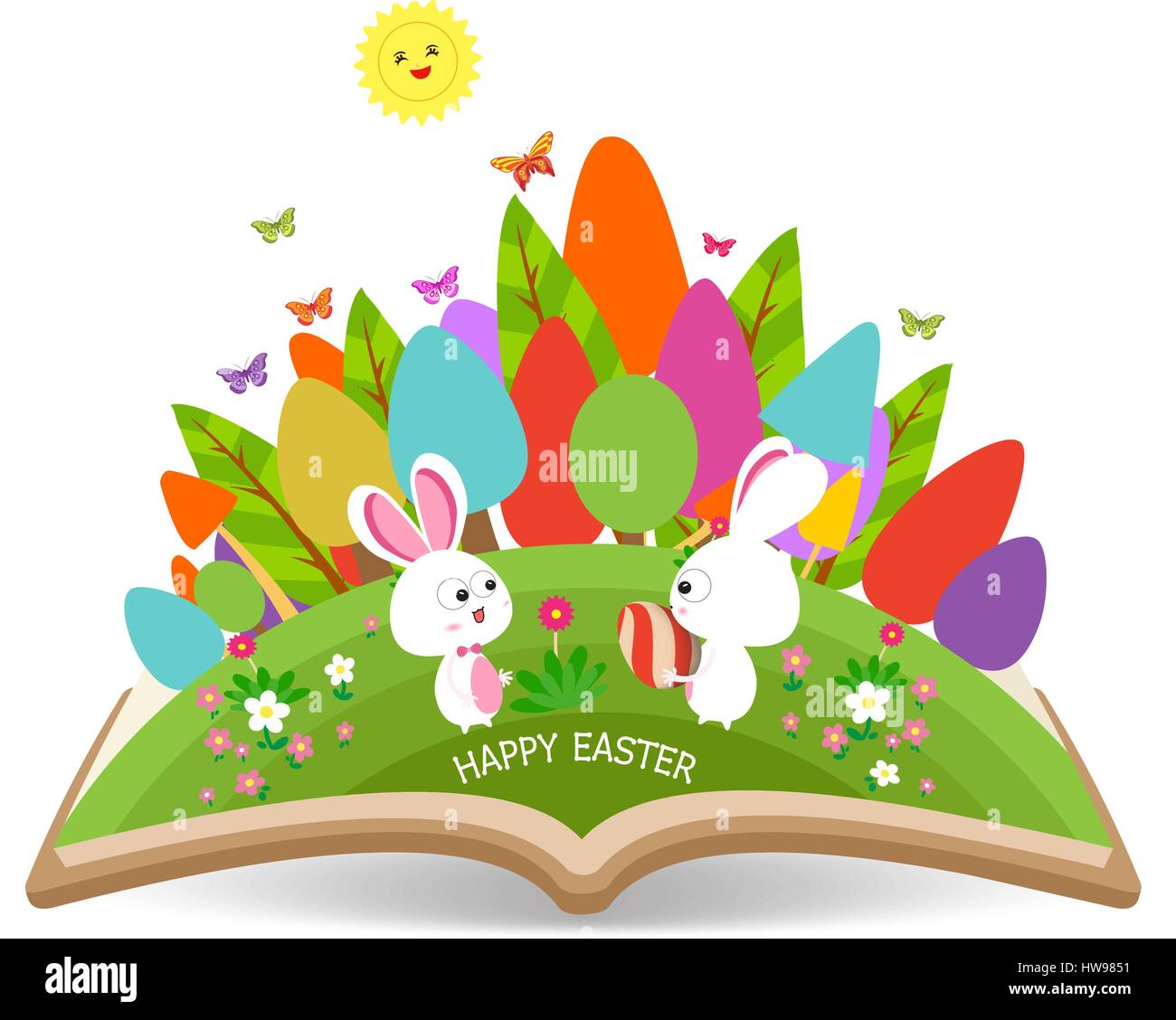 Rabbit on grass in garden Stock Vector Images - Alamy