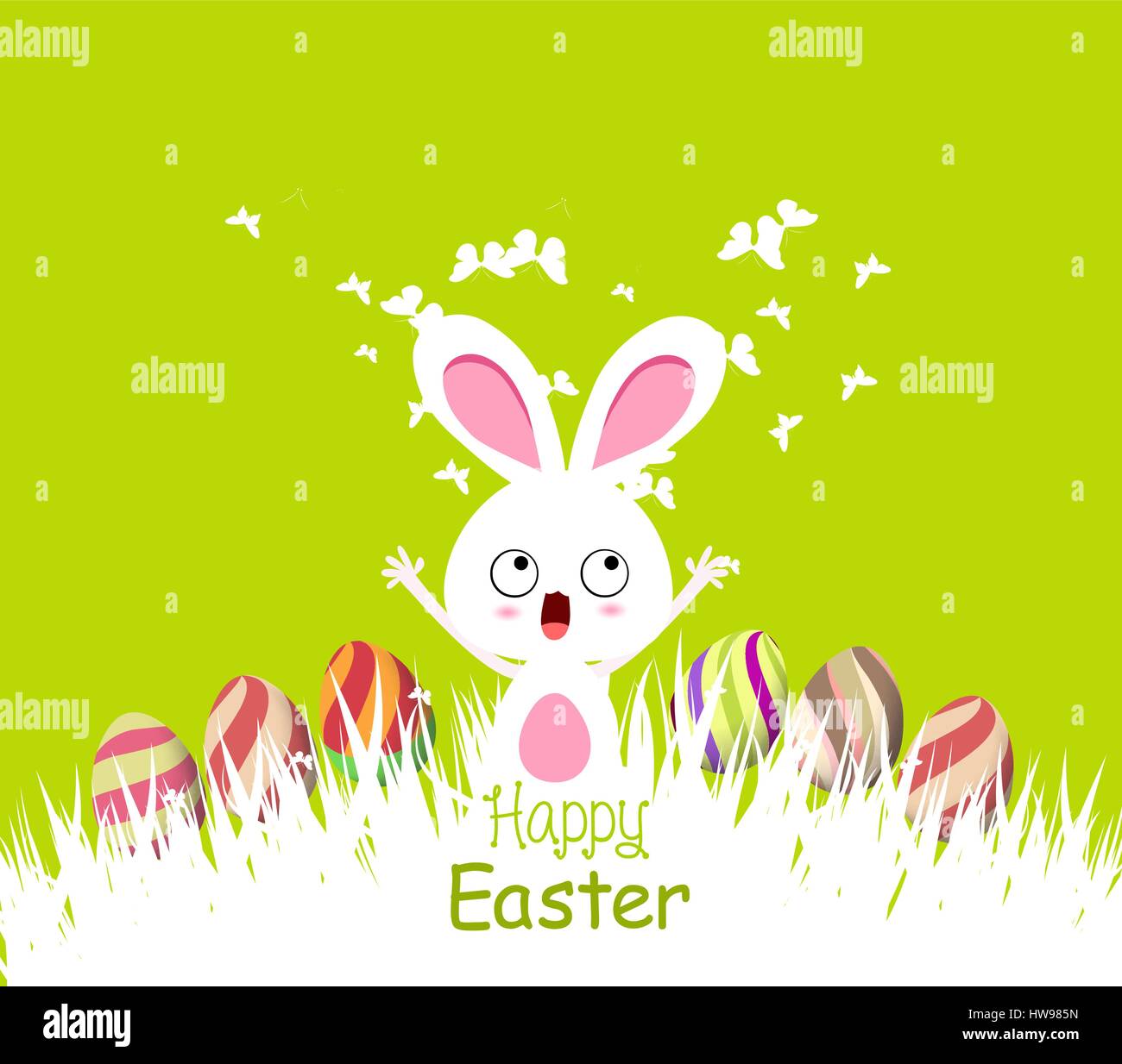 Happy easter cards illustration with eggs and bunny Stock Vector Image ...