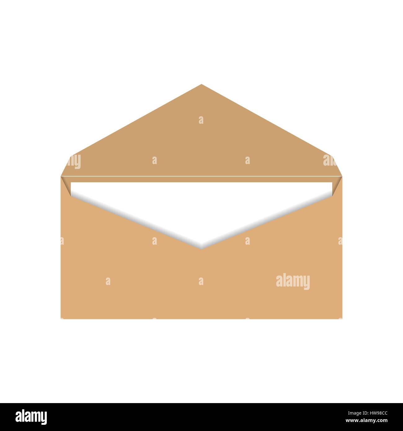 Open realistic envelope of yellow paper with a letter, isolated on ...