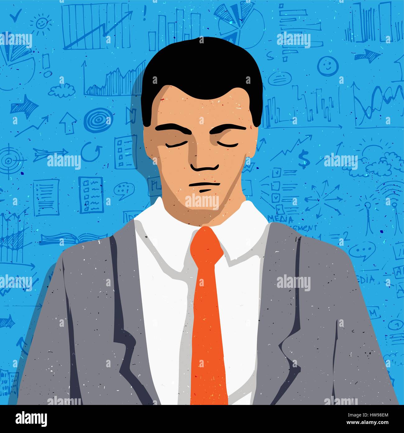 Businessman Portrait Thinking Man With Business Infographic Stock Vector Image Art Alamy