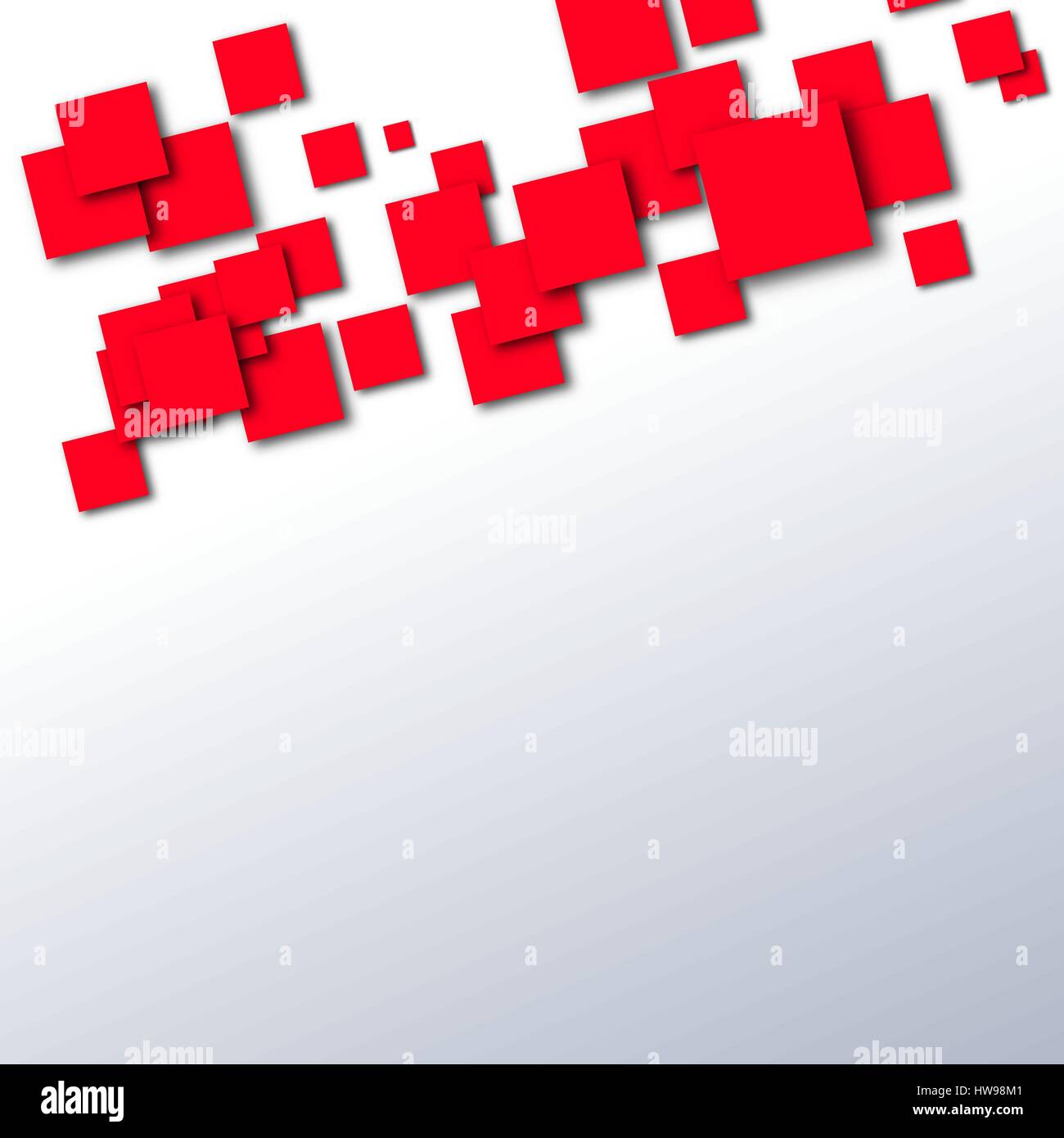 Bright abstract background of overlapping red squares with shadow