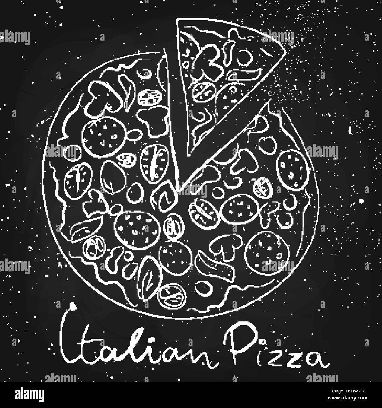 Italian pizza, drawn in chalk on a blackboard Stock Vector Image & Art Alamy