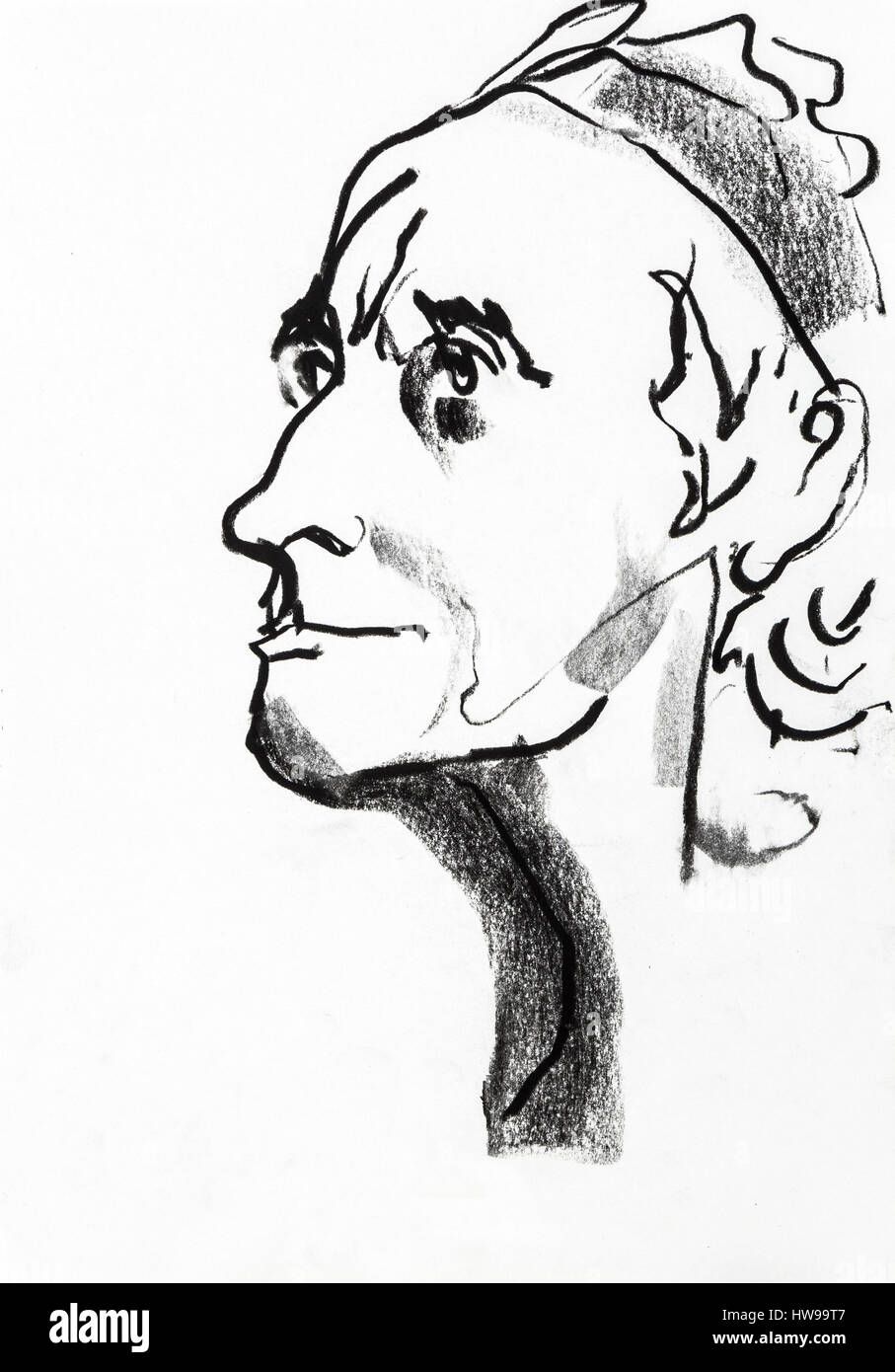 Portrait de Francois Marie (Francois-Marie) Arouet dit Voltaire (1694-1778), ecrivain et philosophe francais - illustration of Ewa KLOS ©Ewa KLOS/Opal Stock Photo