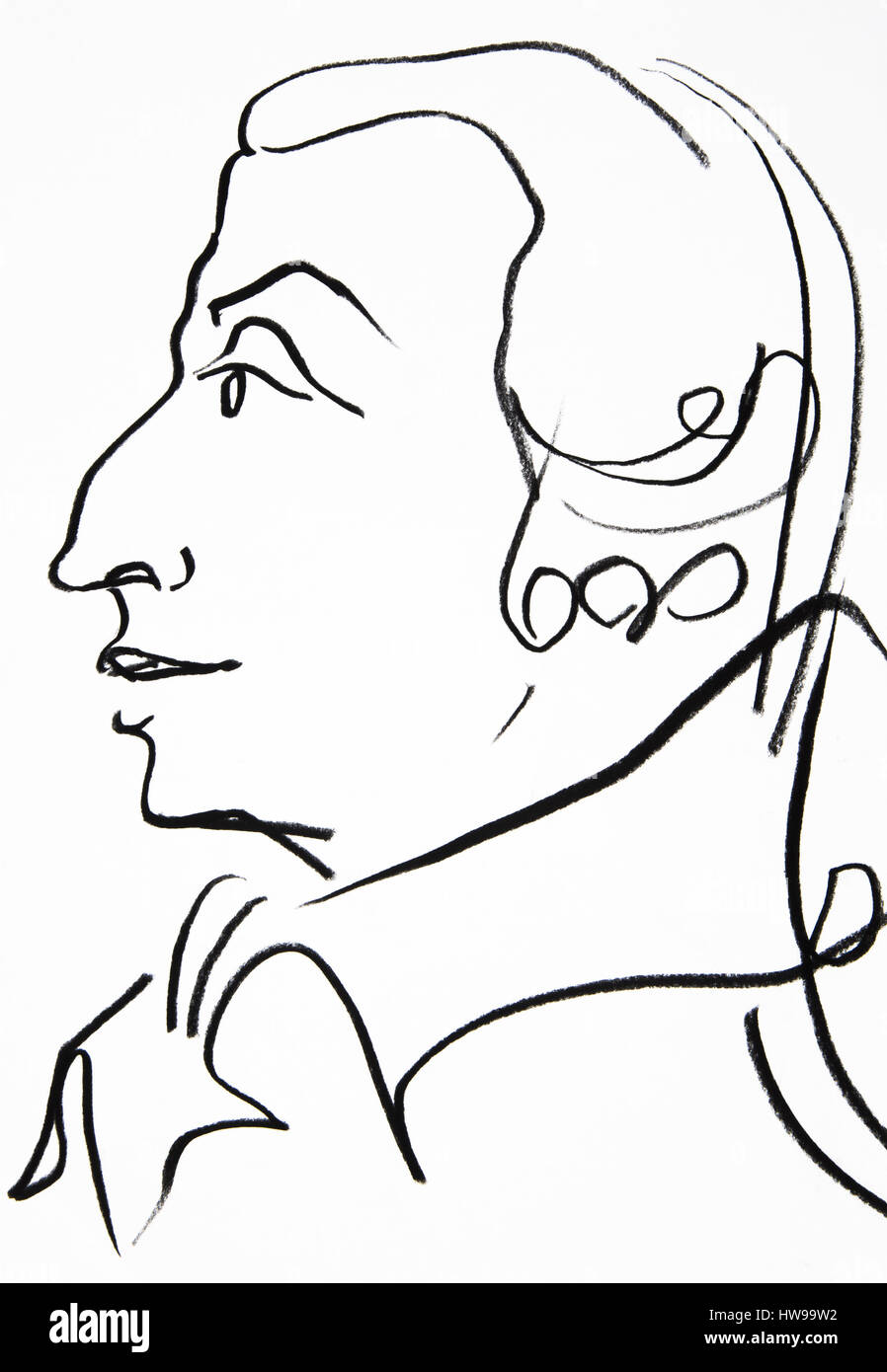 Portrait of Adam Smith (1723 -1790), Scottish philosopher and and economics pioneer - illustration of Ewa KLOS ©Ewa KLOS/Opale Stock Photo
