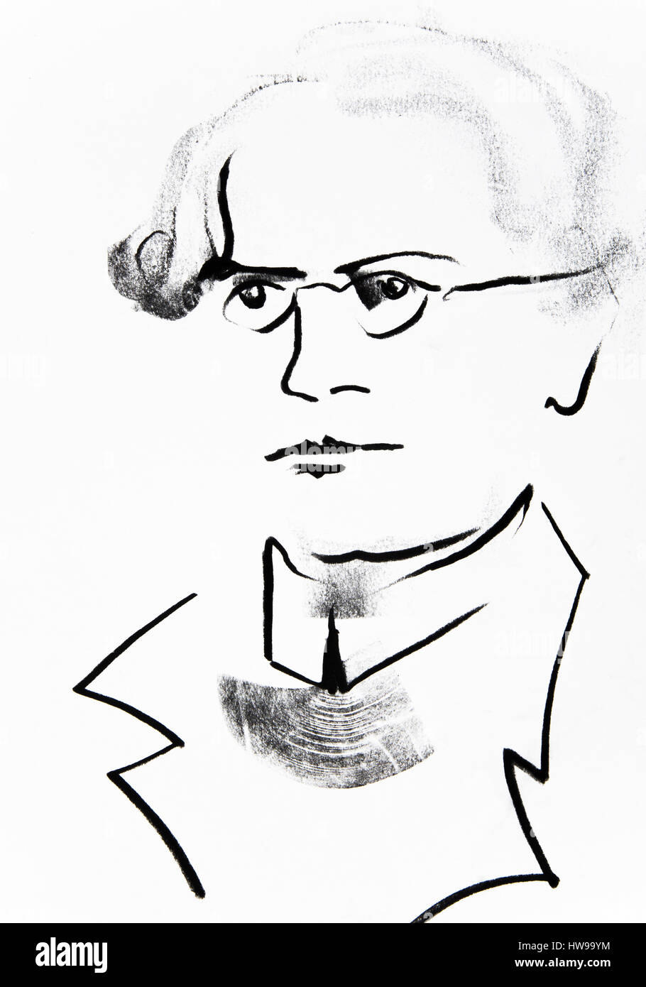 Portrait de Gregor Johann Mendel (1822-1884), botaniste autrichien et fondateur de la genetique - illustration of Ewa KLOS ©Ewa KLOS/Opale