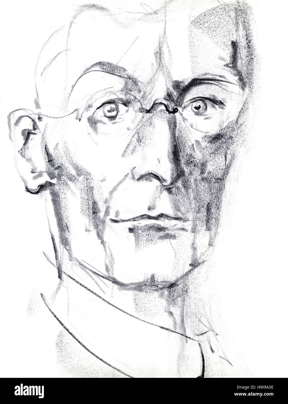 Portrait de Hermann Hesse (1877-1962), romancier, poete, essayiste allemand, puis suisse - illustration of Ewa KLOS ©Ewa KLOS/Opale Stock Photo