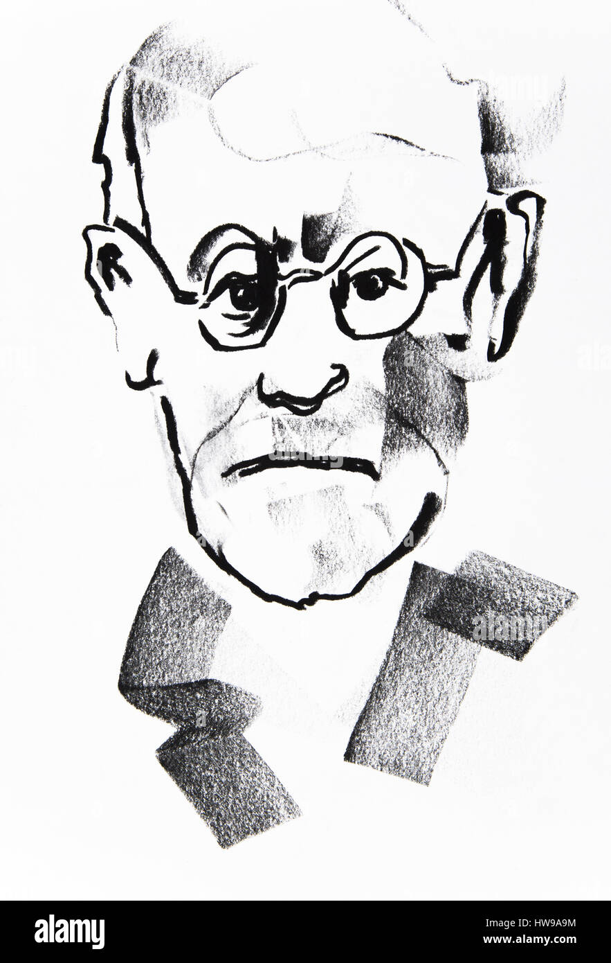 Sigmund Freud (1856-1939), neurologist and psychotherapist - illustration of Ewa KLOS ©Ewa KLOS/Opale Stock Photo