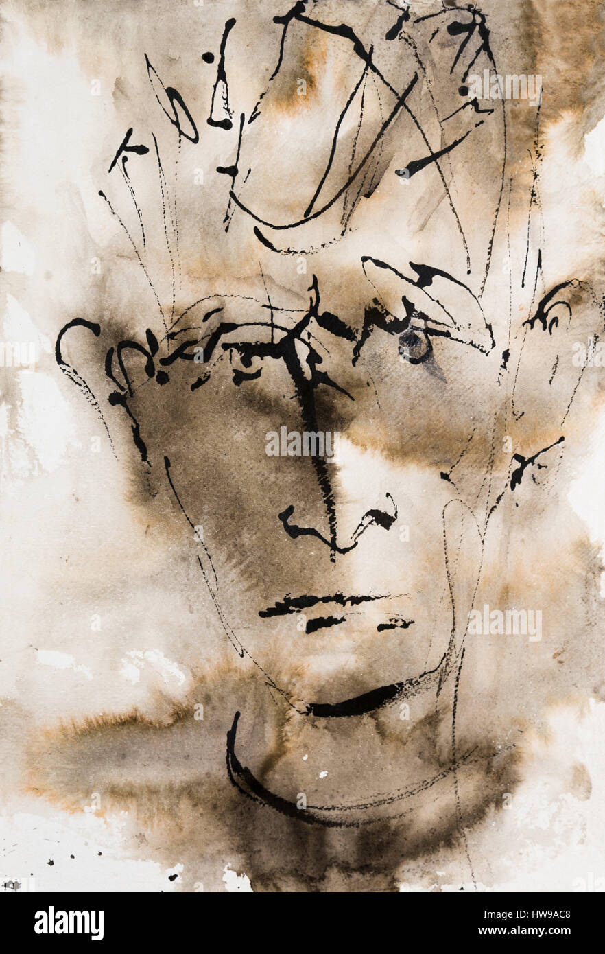 Portrait de Samuel BECKETT - dessin par Ewa KLOS - 2016 - ©Ewa Klos/Opale Stock Photo