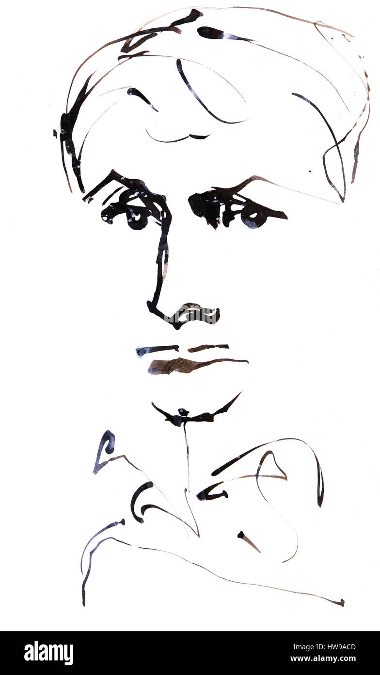Portrait de Charles Baudelaire (1821 - 1867) , illustration of Ewa KLOS ©Ewa KLOS/Opale Stock Photo