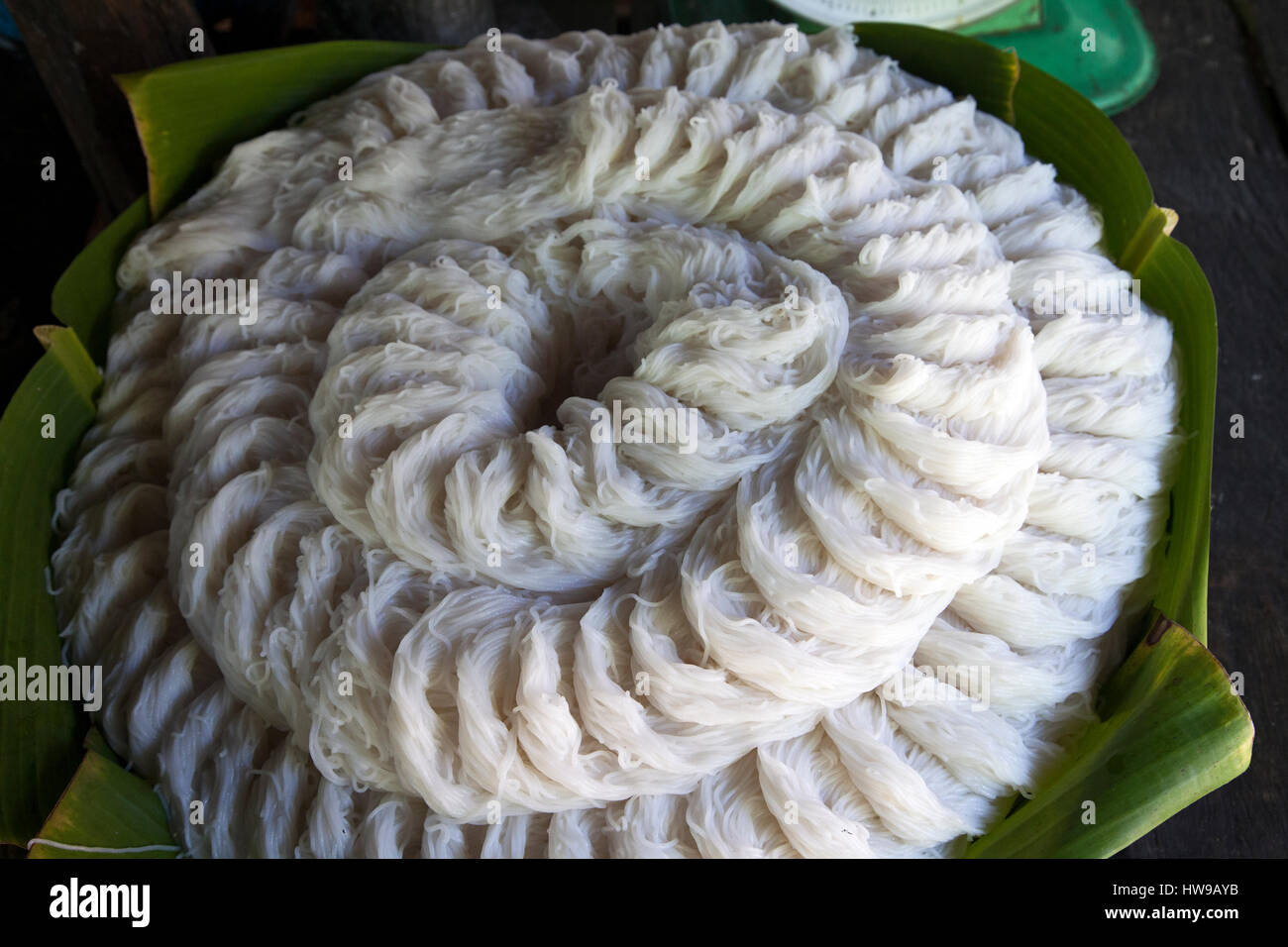 Khmer Noodles made from Rice in Preah Dak Village in Siem Reap, Cambodia Stock Photo