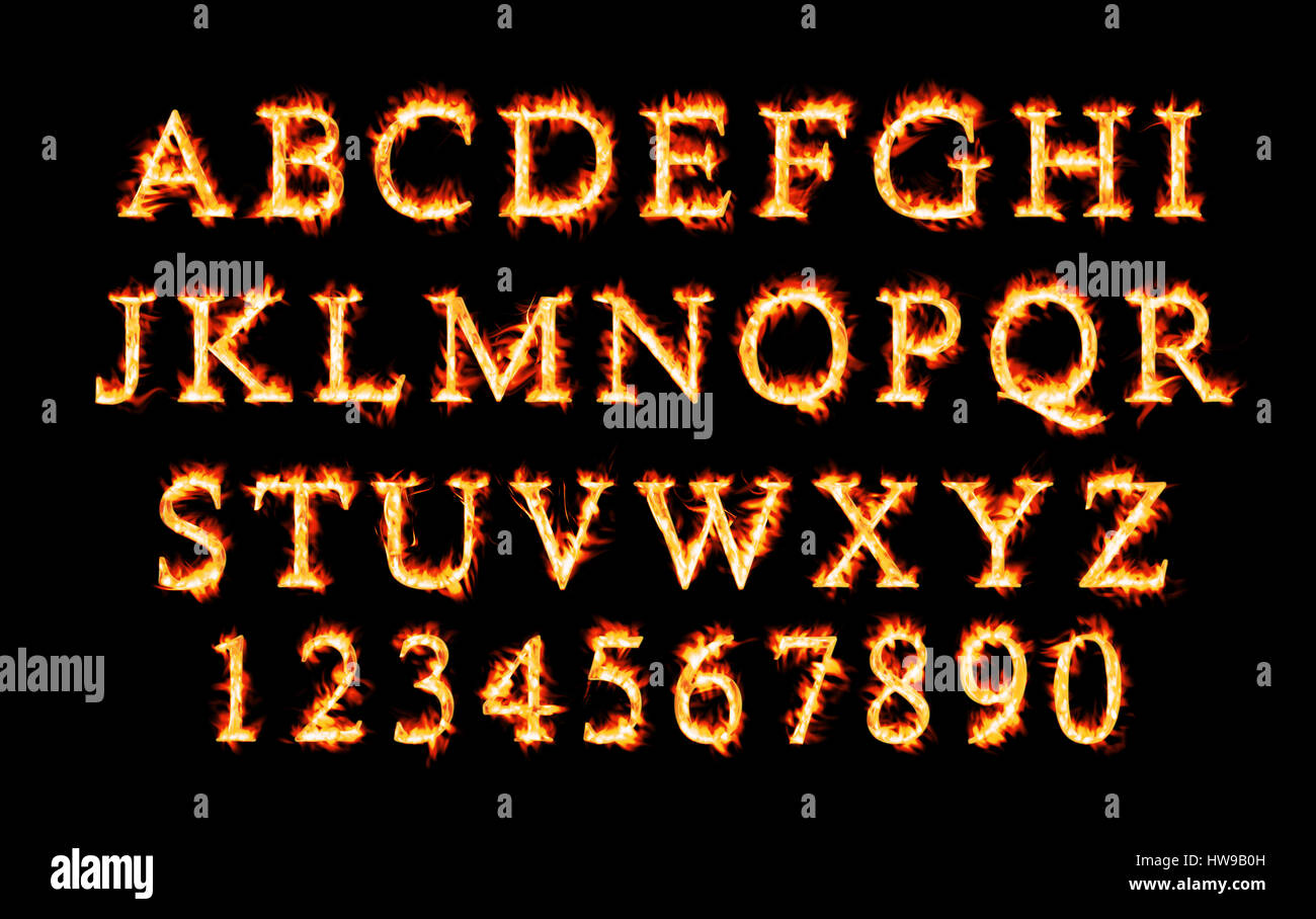 Fiery font Stock Photo