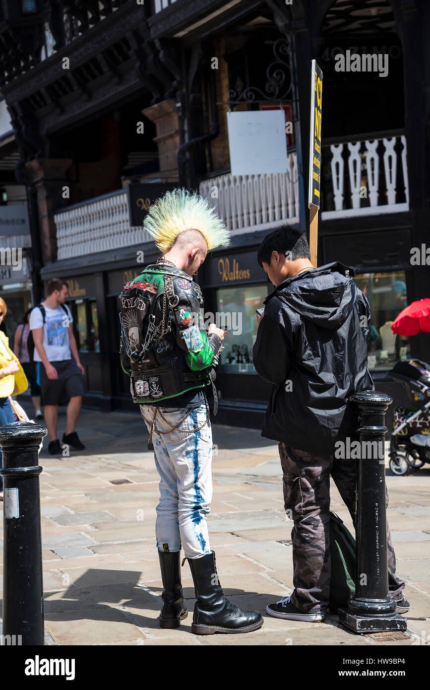 Young man with a Mohican haircut in Chester England Stock Photo Alamy