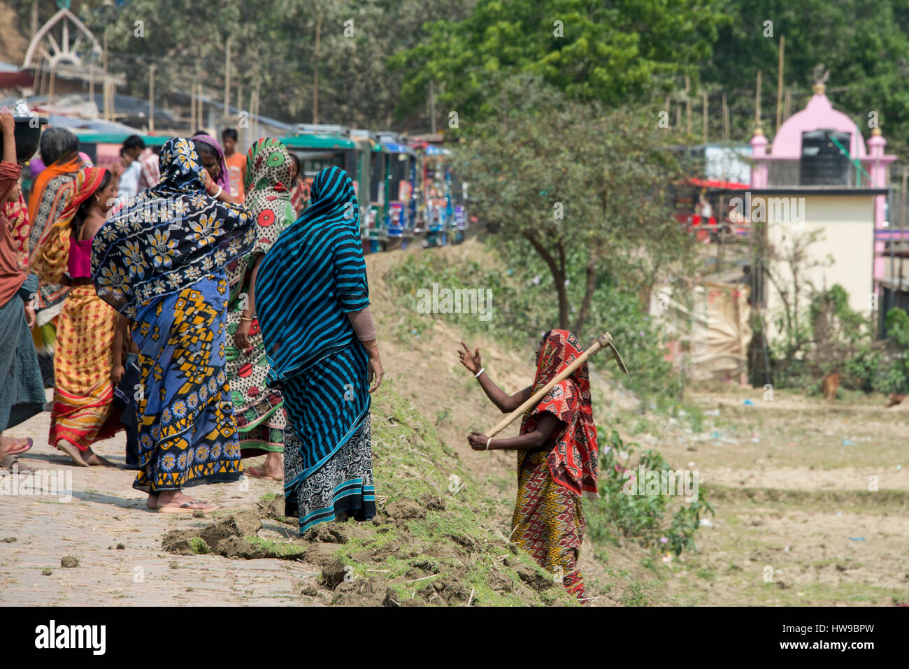 Bangladesh, Chittagong, District of Cox Bazar, Maheshkhali Island (aka Maheshkali, Mahesh Khali, Moheshkhali) Women field workers, Maheshkhali Village Stock Photo