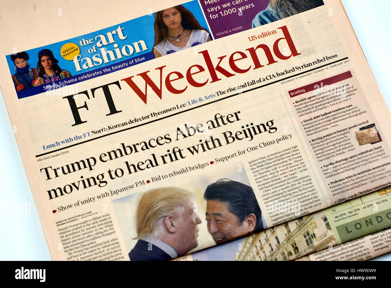 MONTREAL, CANADA - MARCH 10, 2017 : Financial Times newspaper. The Financial Times is an English-language international daily newspaper with a special Stock Photo
