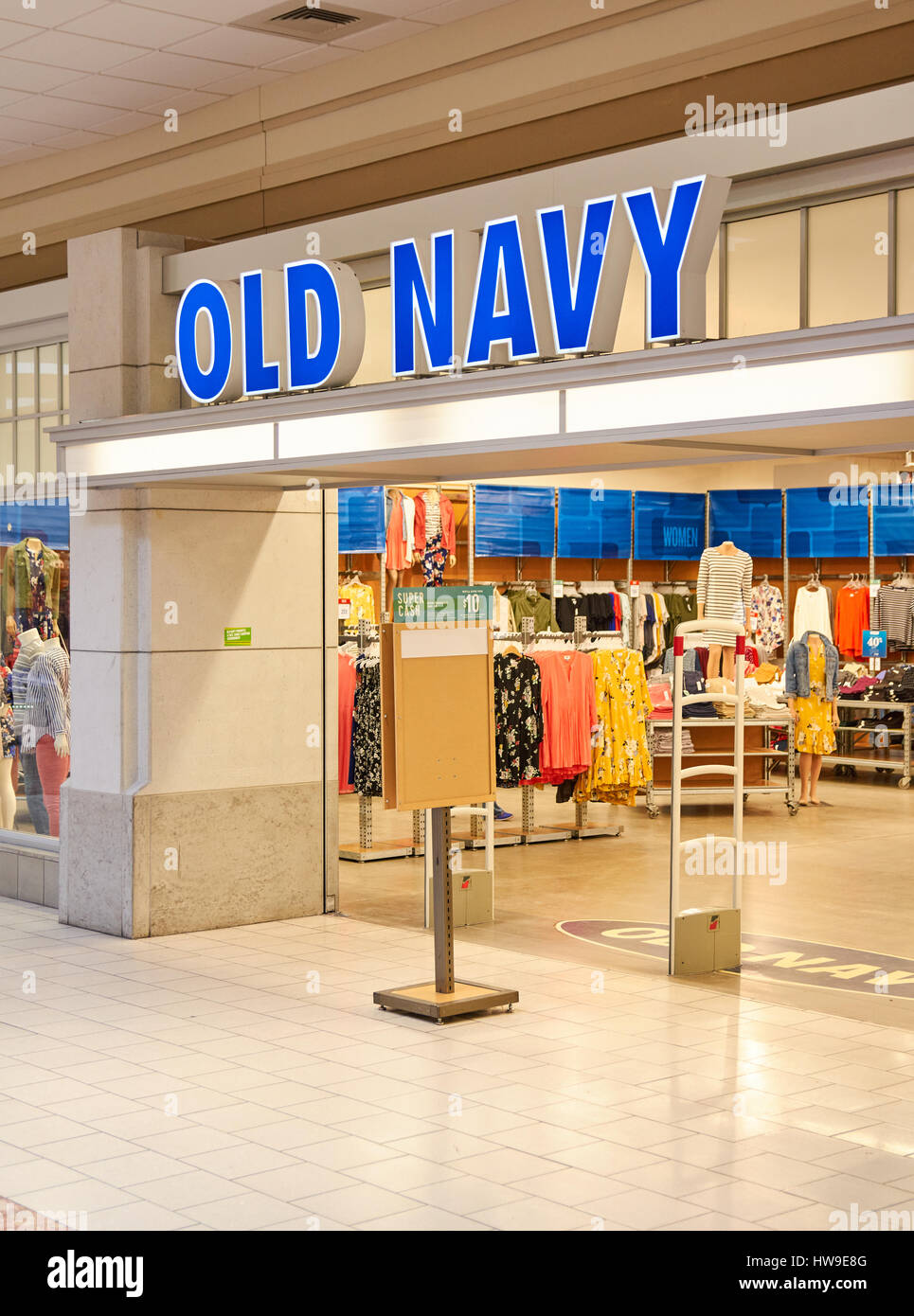 PLATTSBURGH, USA - MARCH 5, 2017 : Old Navy boutique in Plattsbourgh NY shopping center. Old Navy is an American clothing and accessories retailing co Stock Photo