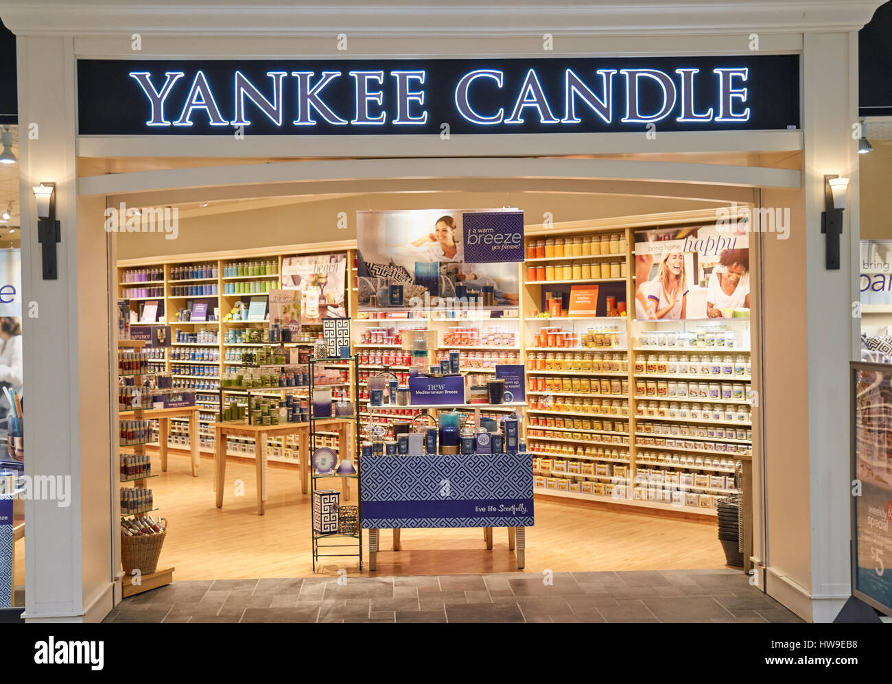 PLATTSBURGH, USA - MARCH 5, 2017 : Yankee Candle bootique. The Yankee Candle Company is an American manufacturer and retailer of scented candles. Stock Photo