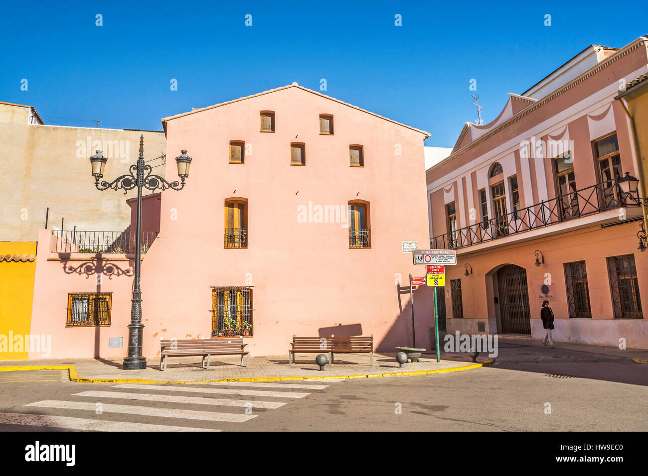 Colorful town buildings in  the province of Valencia, Spain Stock Photo