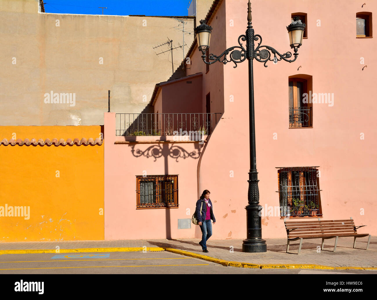 Colorful town buildings in  the province of Valencia, Spain Stock Photo