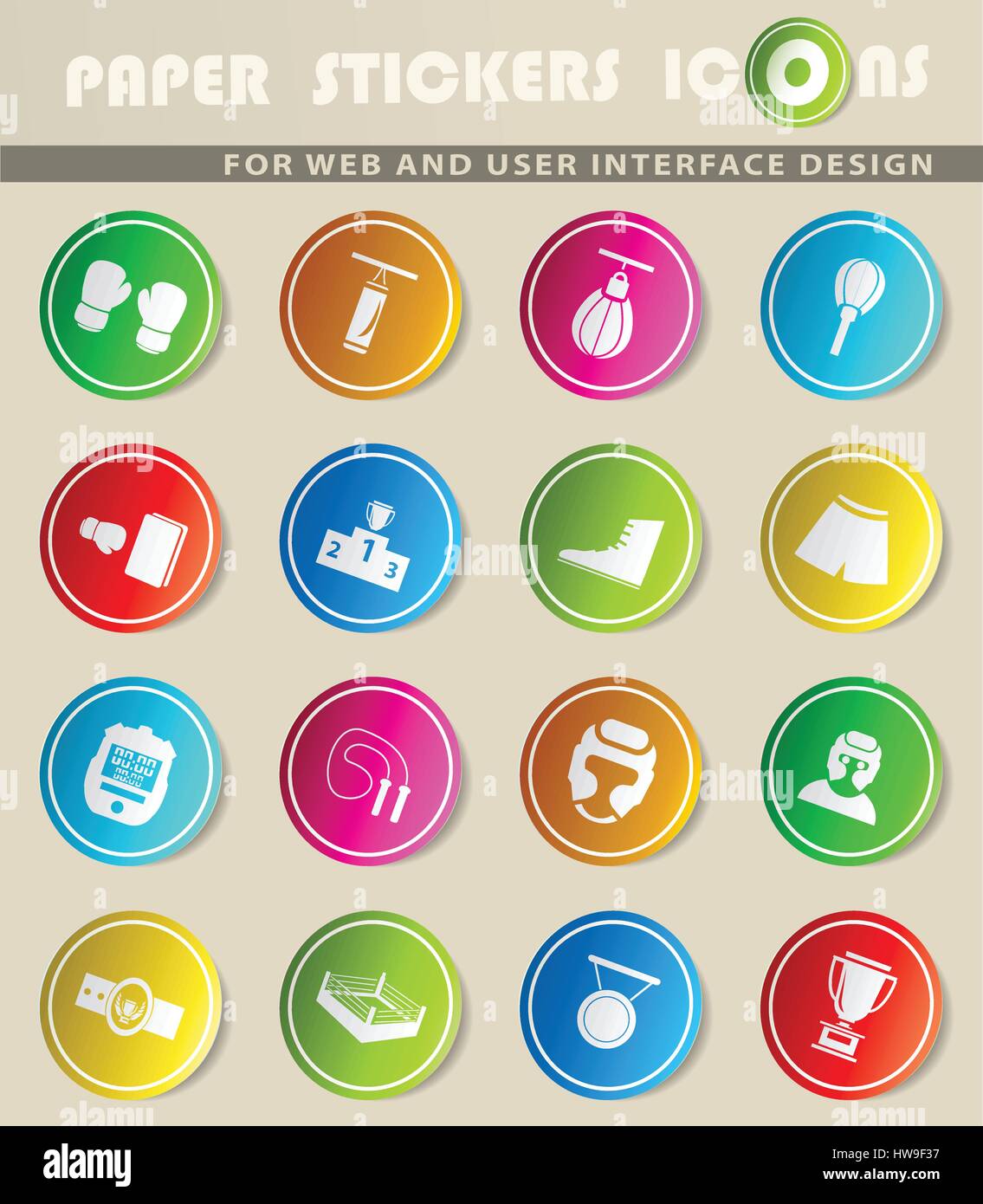 boxing vector icons for user interface design Stock Vector Image & Art ...
