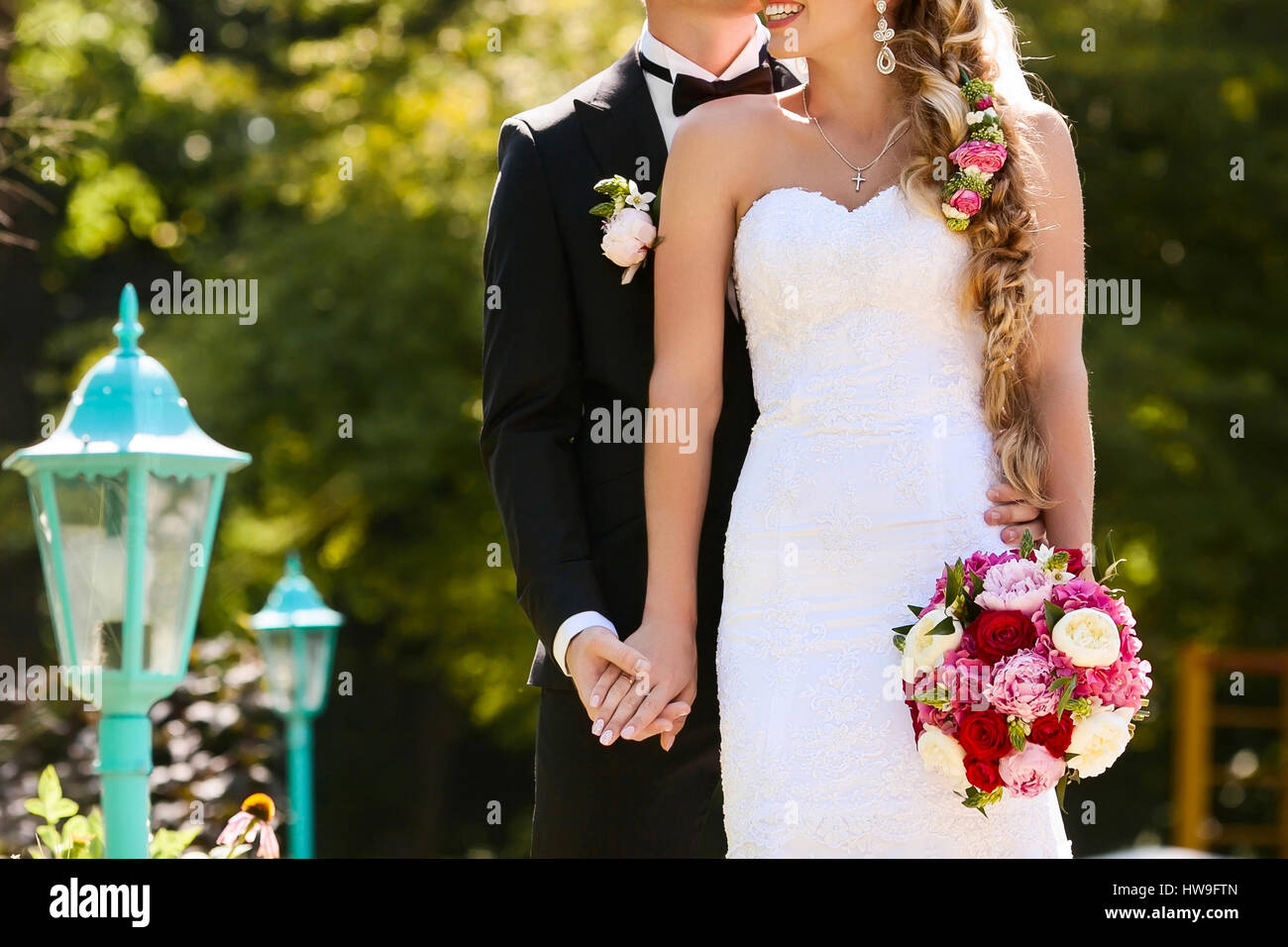 Young wedding couple. Groom and bride together Stock Photo