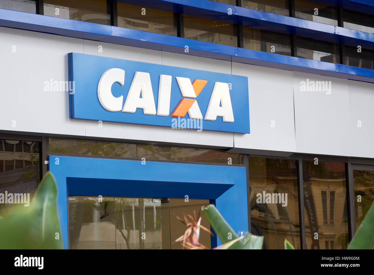 Sao Paulo, Brazil - October 23, 2016: Building and logo of bank Caixa Economica Federal. Is a financial institution, in the form of a public company o Stock Photo