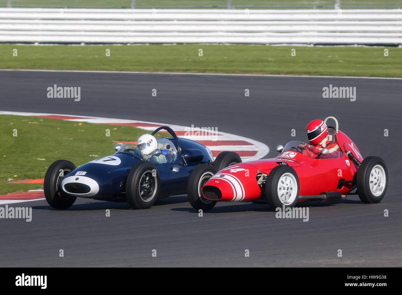 Taken at the Vintage Sports Car Club (VSCC) Spring Start meeting at Silverstone on 18th April 2015 Stock Photo