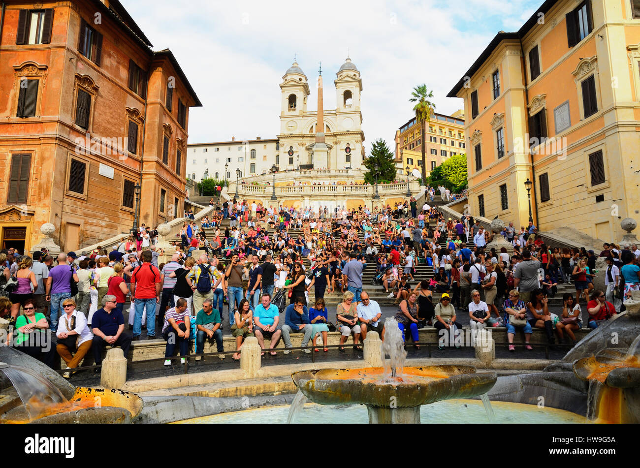 Spanish Steps and Square of Spain - Piazza di Spagna. Rome, Lazio, Italy, Europe. Stock Photo