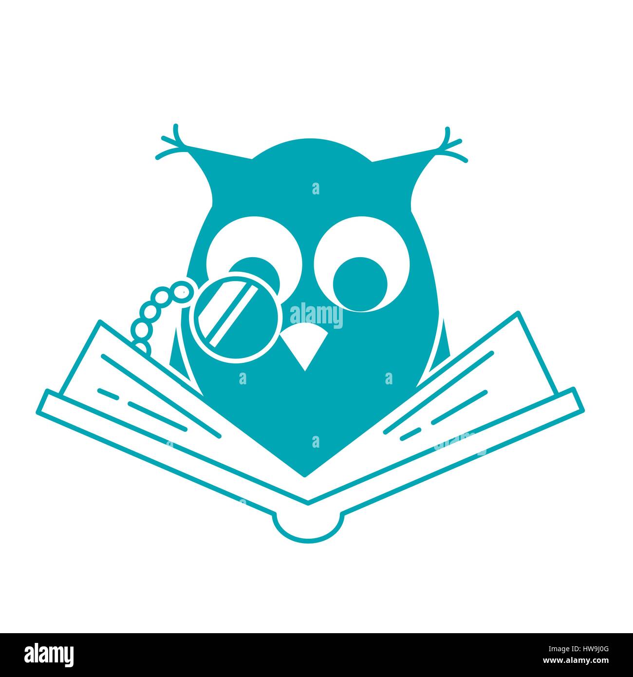 concept of loving reading in the form of an owl reading book. Icon in linear style Stock Vector