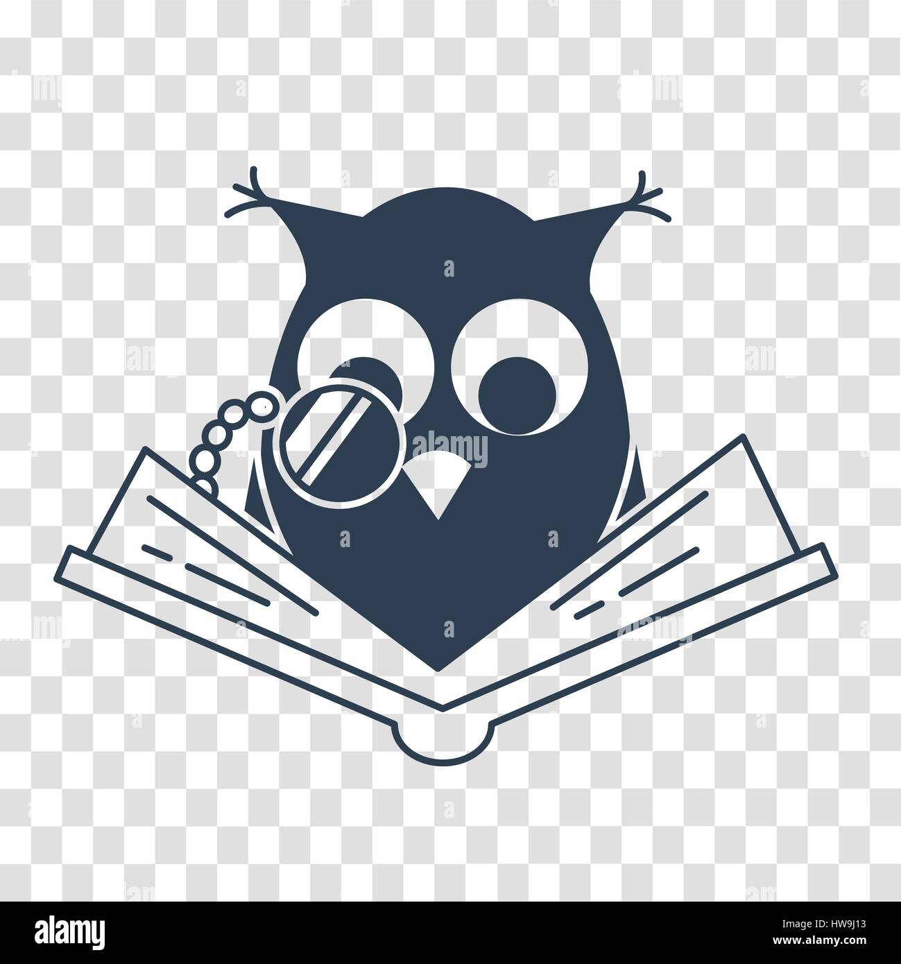 concept of loving reading in the form of an owl reading book. silhouette , icon in linear style Stock Vector