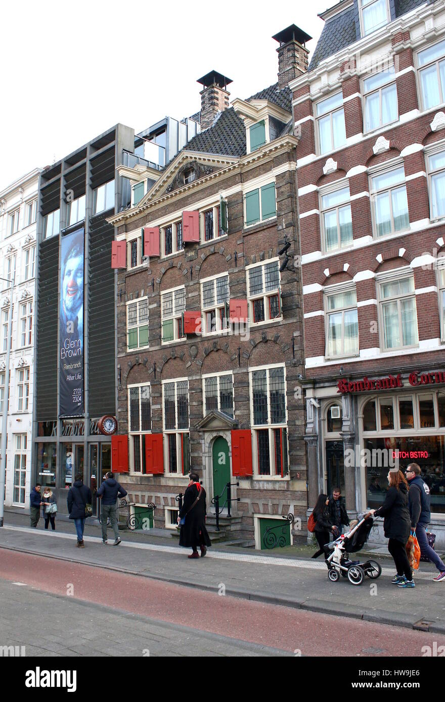Famous Rembrandt House Museum (Rembrandthuis) in the Jodenbreestraat, central Amsterdam, Netherlands Stock Photo