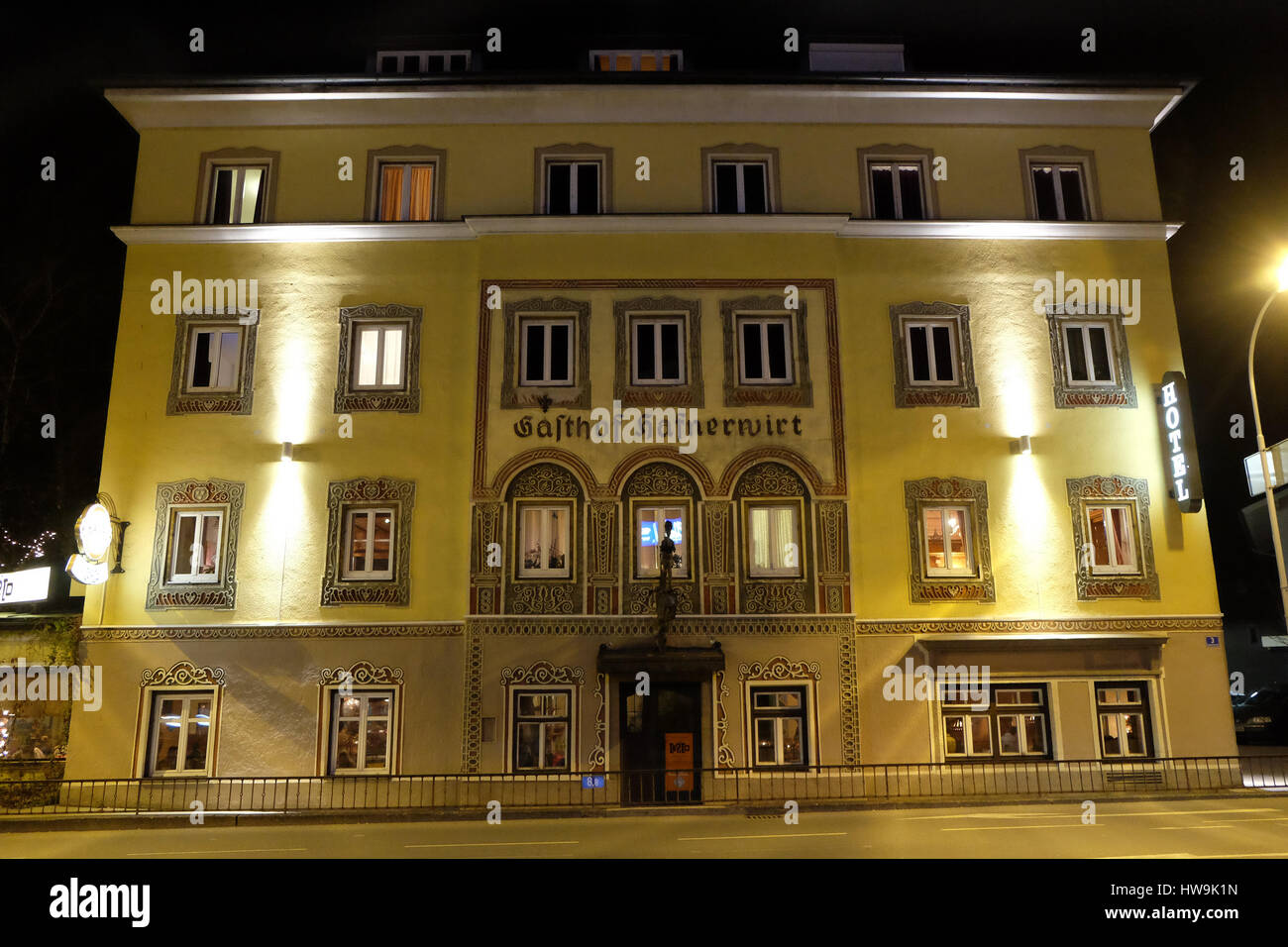 Hotel Hafnervirt, Hallein, Austria on December 13, 2014. Stock Photo