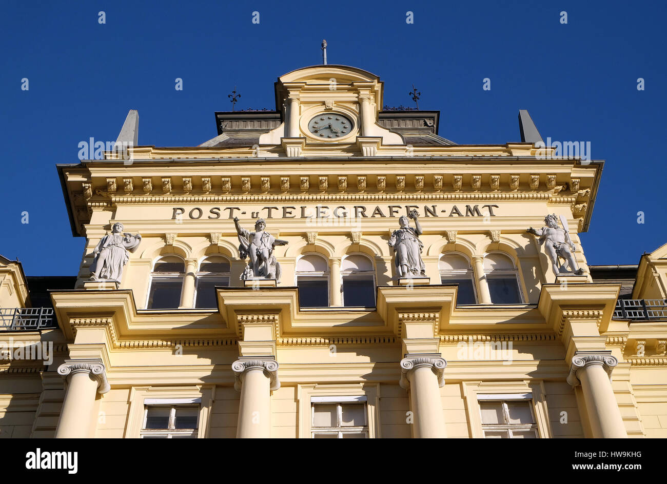 The post office from the imperial times of Austria in the town of Bad Ischl were emperor Franz Josef used to stay in the summer on December 14, 2014. Stock Photo