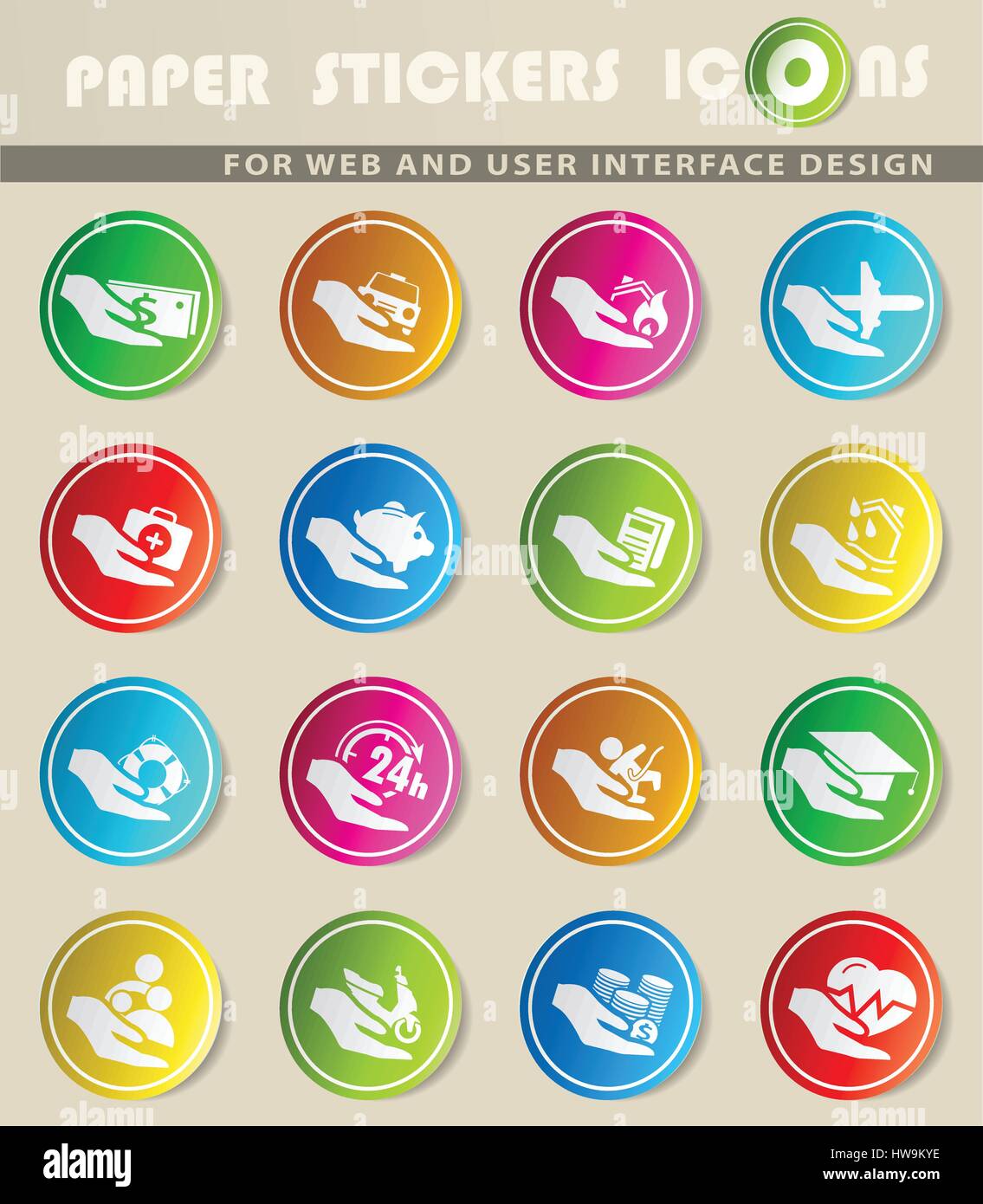 insurance vector icons for user interface design Stock Vector Image ...