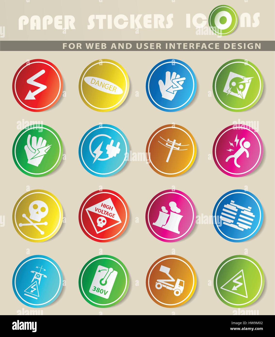 high voltage vector icons for user interface design Stock Vector Image ...