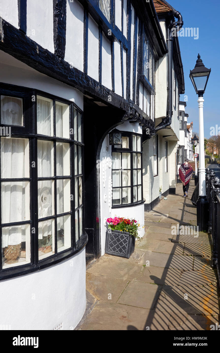 Hastings, Old Town High Street, half timbered houses, East Sussex
