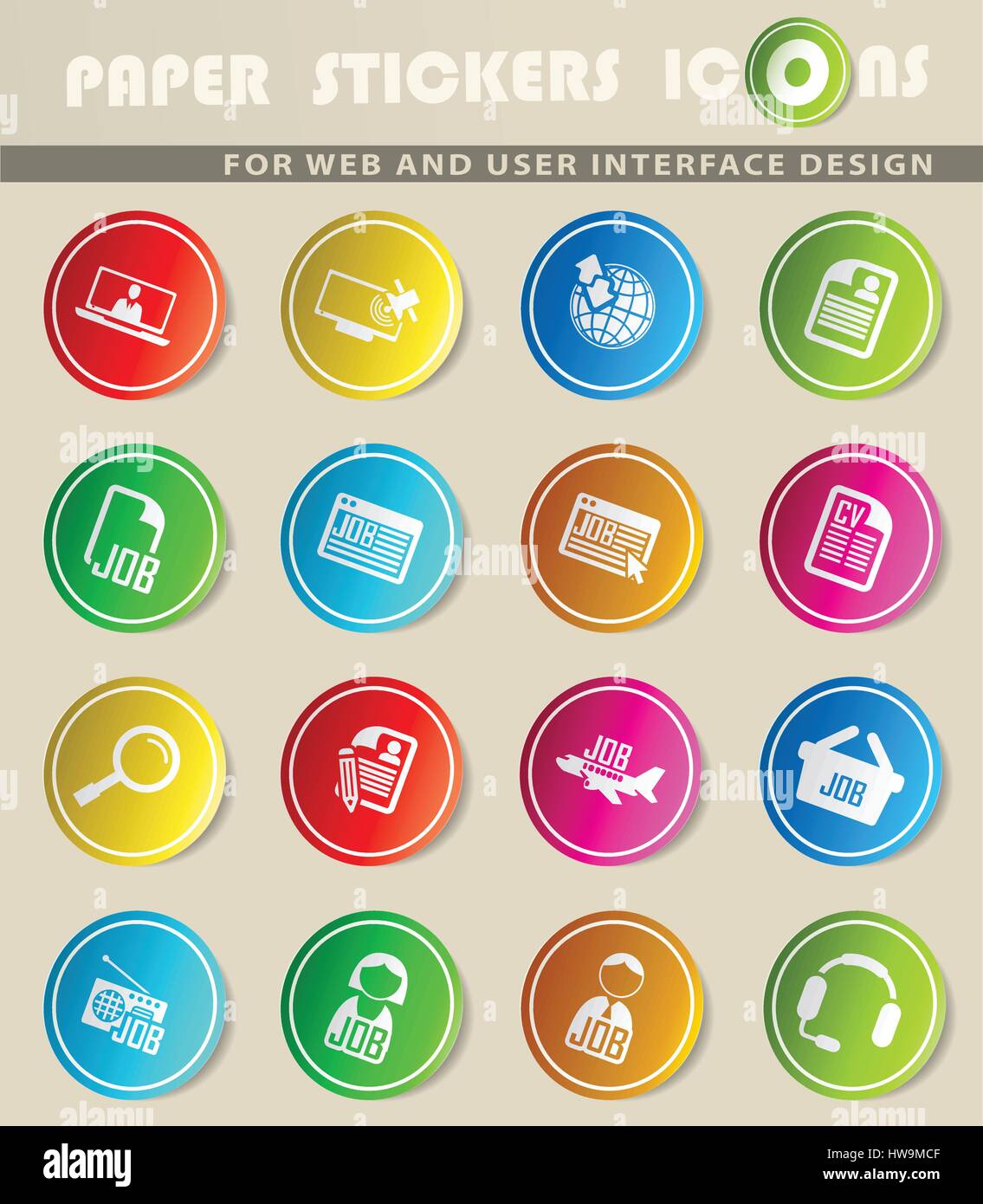 job search vector icons for user interface design Stock Vector Image ...