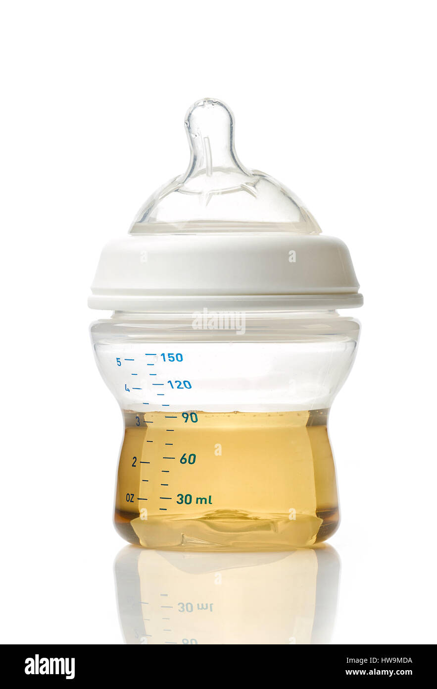 Juice in baby bottle isolated on white background Stock Photo Alamy