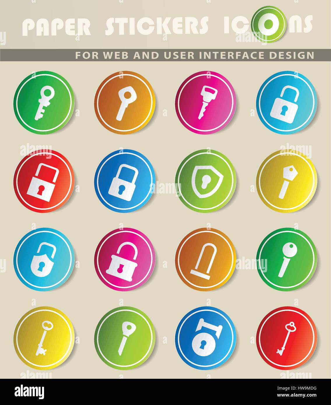 lock and key vector icons for user interface design Stock Vector Image ...