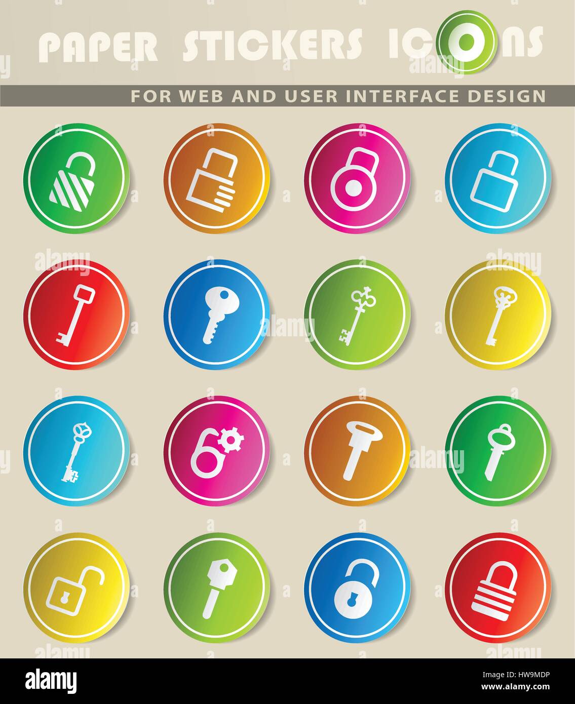 lock and key vector icons for user interface design Stock Vector Image ...