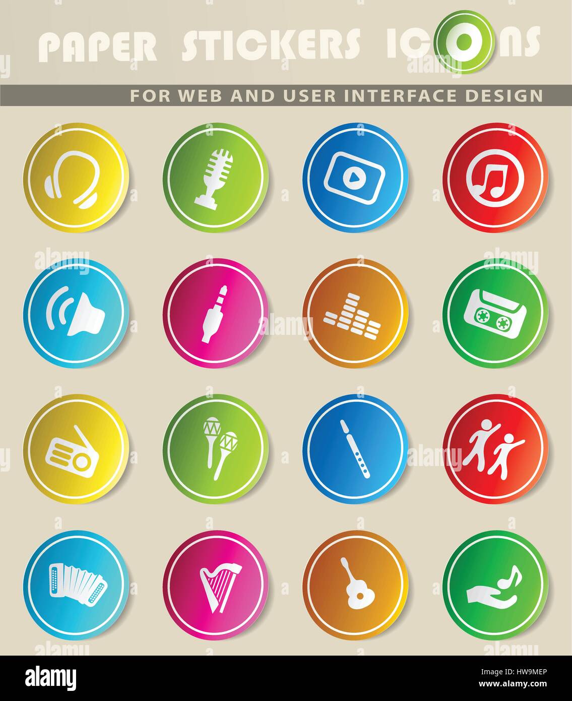 music vector icons for user interface design Stock Vector Image & Art ...