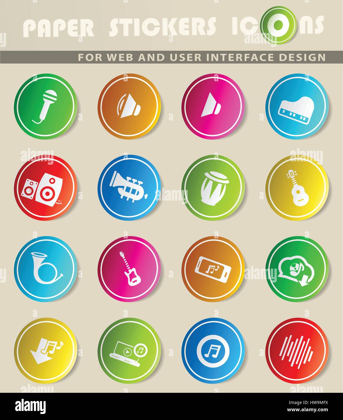 music vector icons for user interface design Stock Vector Image & Art ...