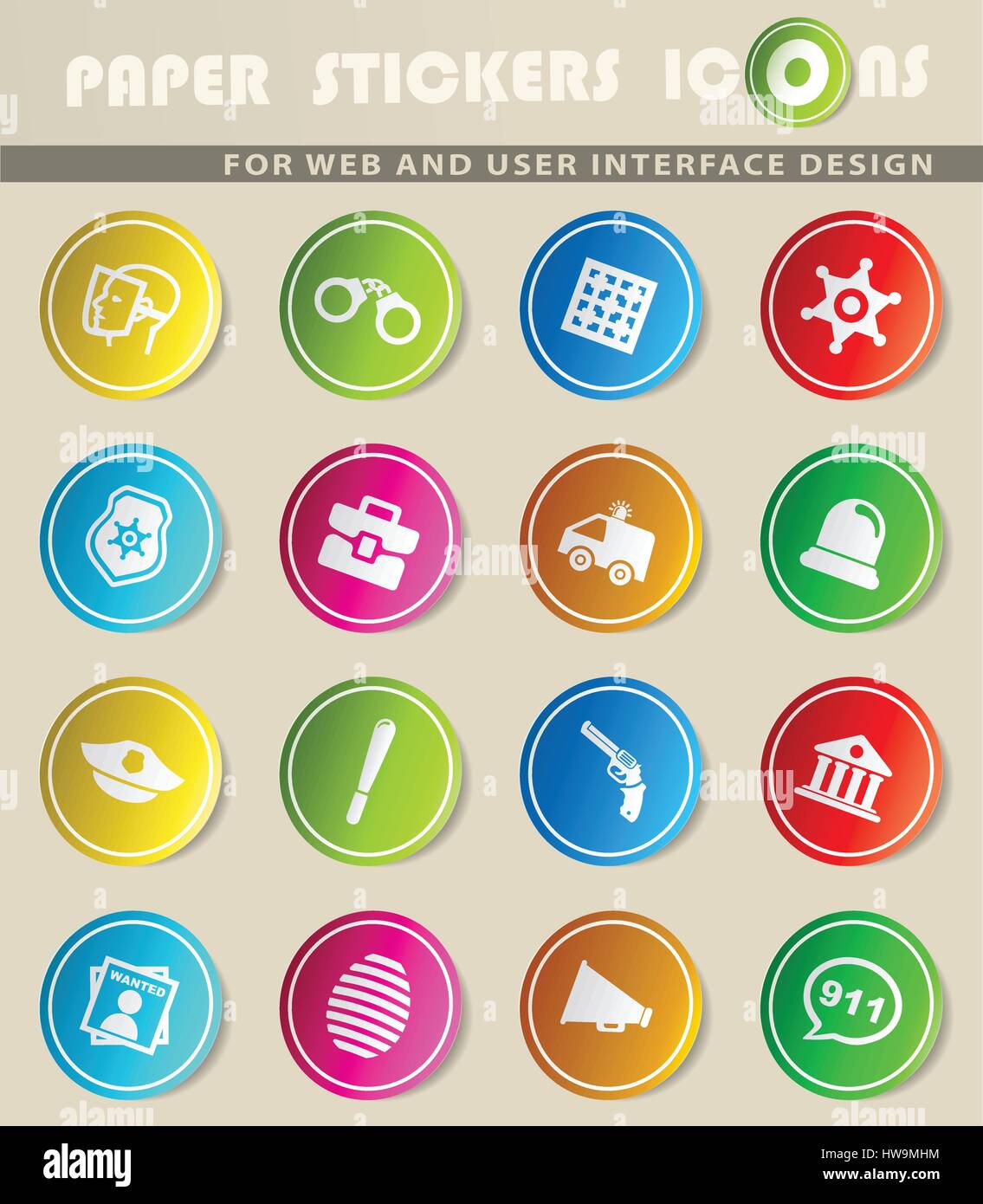 police vector icons for user interface design Stock Vector Image & Art ...