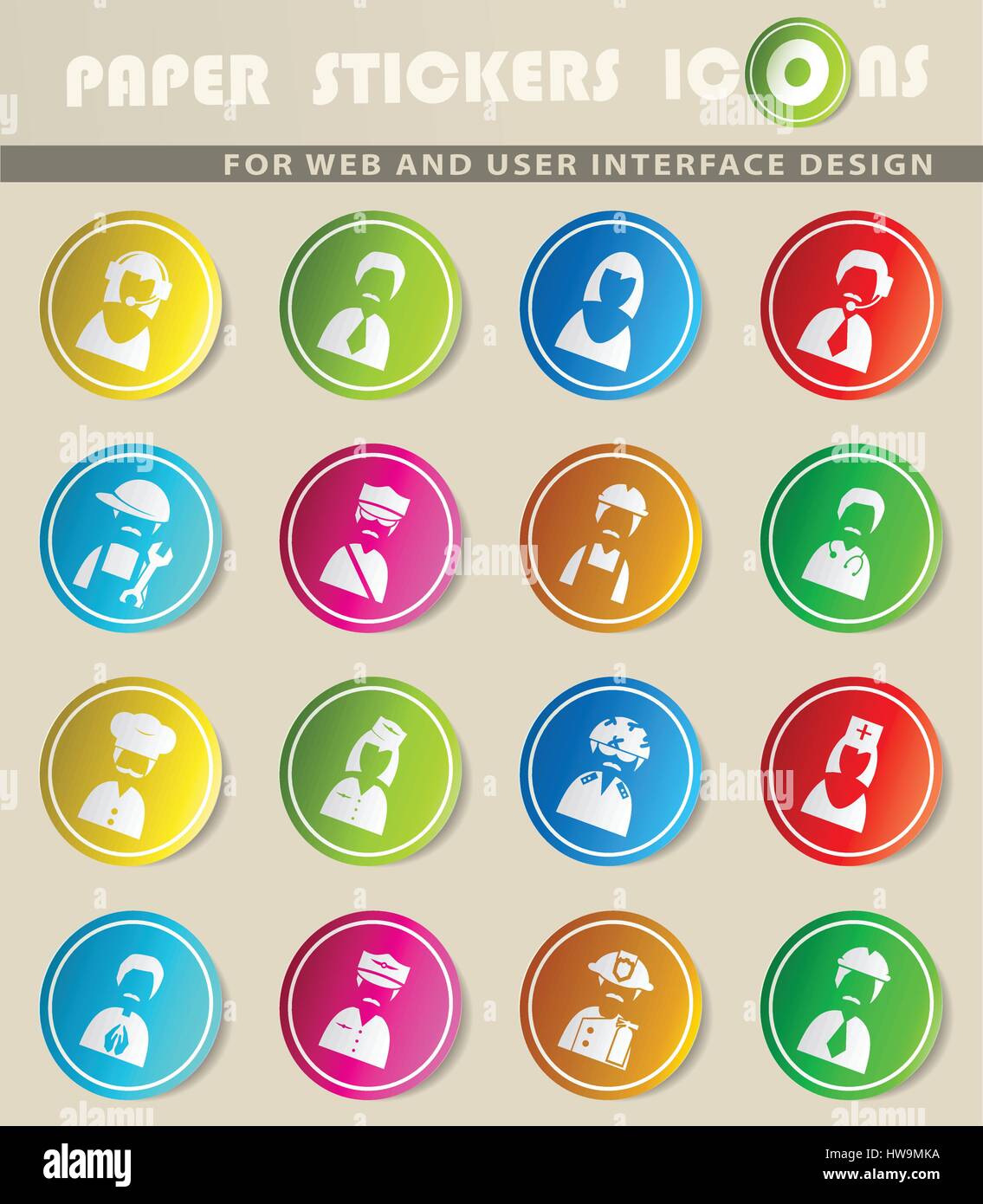 profession vector icons for user interface design Stock Vector Image ...