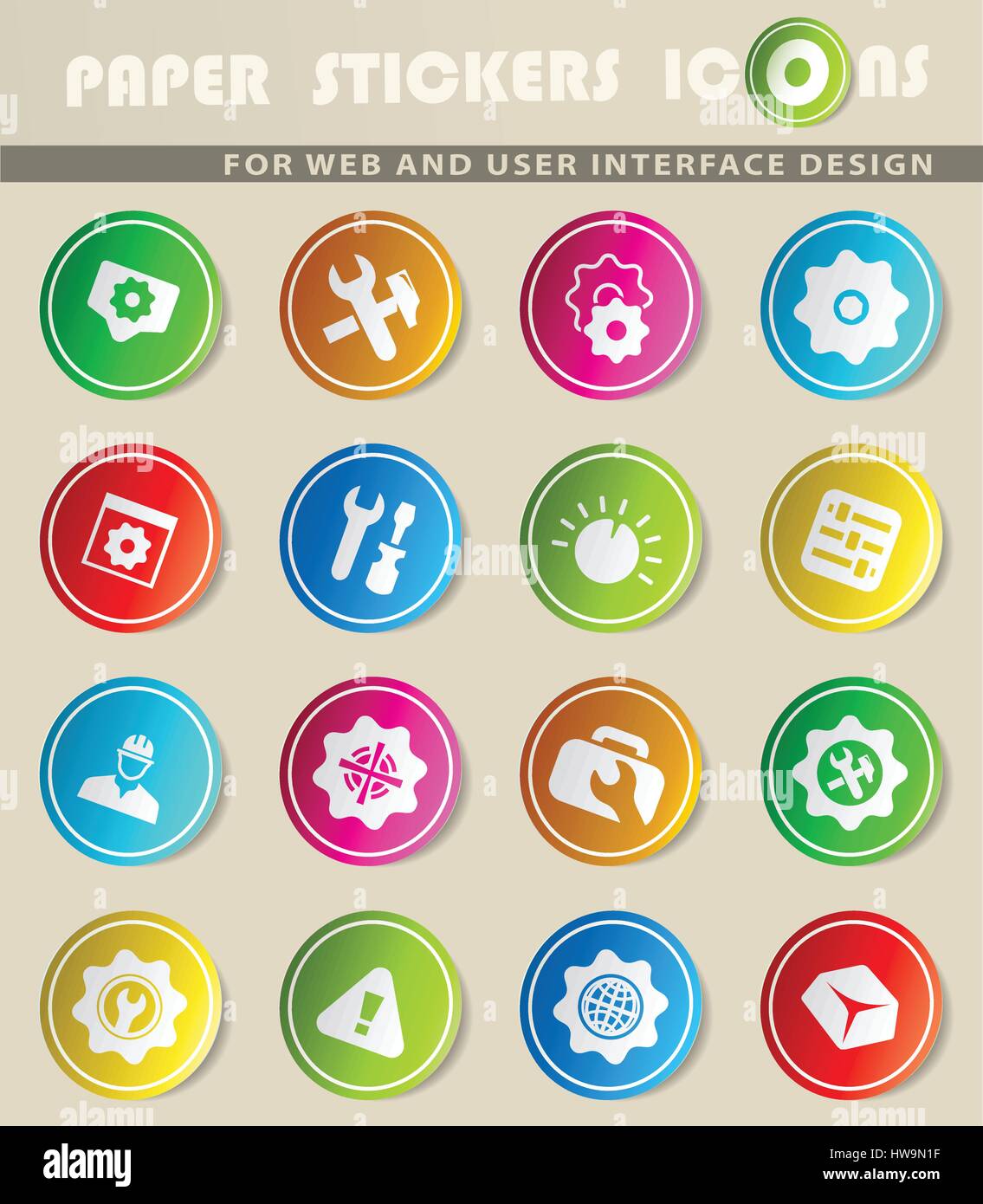 settings vector icons for user interface design Stock Vector Image ...