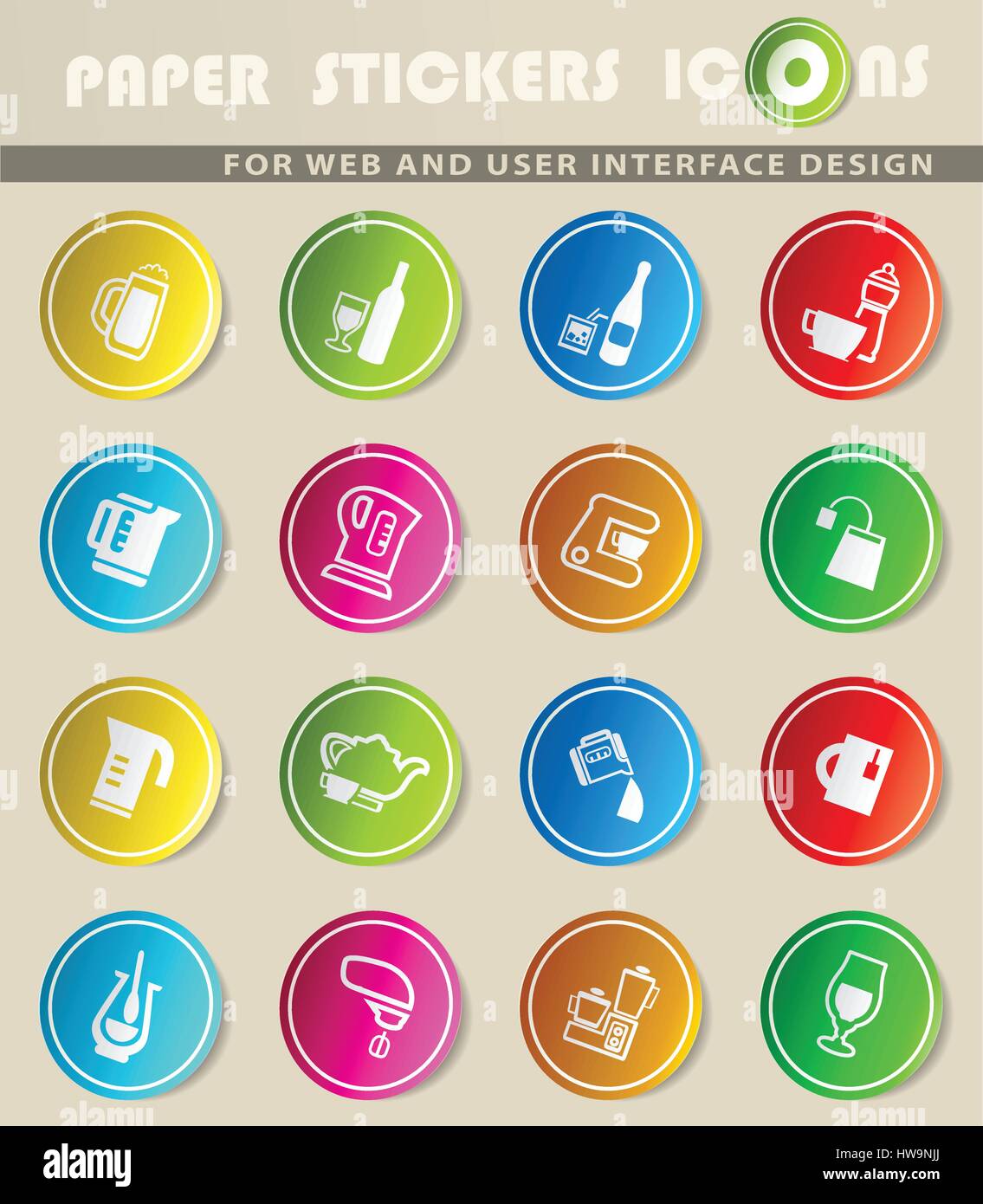 utensils for beverages vector icons for user interface design Stock ...