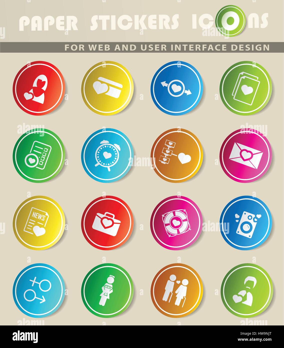 valentine day vector icons for user interface design Stock Vector Image ...
